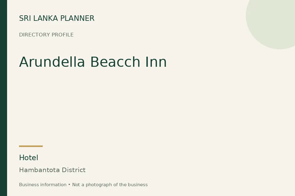 Directory cover for Arundella Beacch Inn in Hambantota District, Sri Lanka
