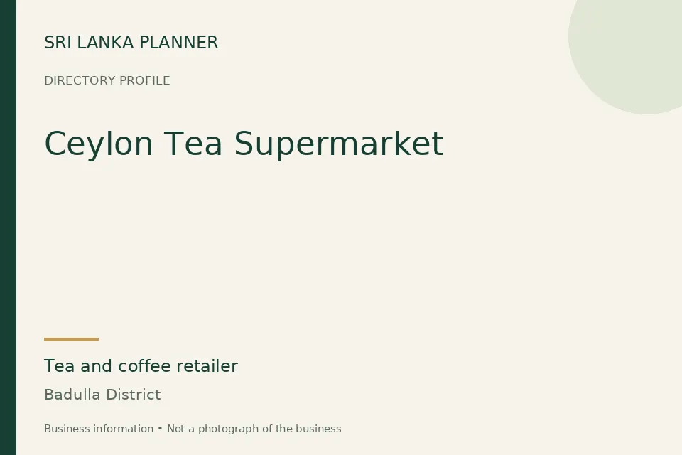 Directory cover for Ceylon Tea Supermarket in Badulla District, Sri Lanka