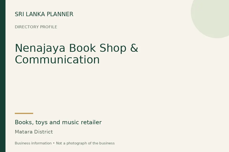 Directory cover for Nenajaya Book Shop & Communication in Matara District, Sri Lanka