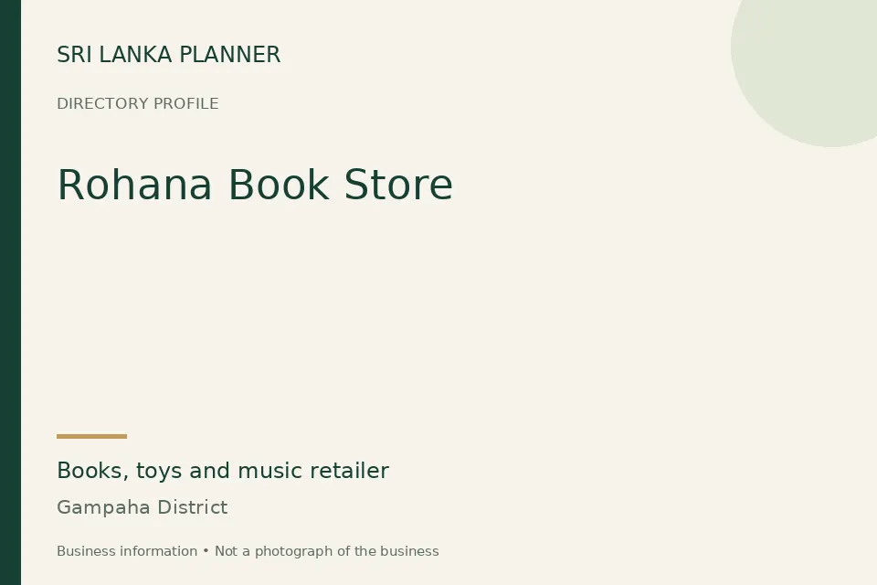 Directory cover for Rohana Book Store in Gampaha District, Sri Lanka