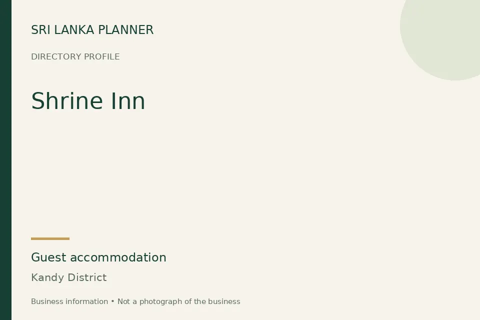 Directory cover for Shrine Inn in Kandy District, Sri Lanka