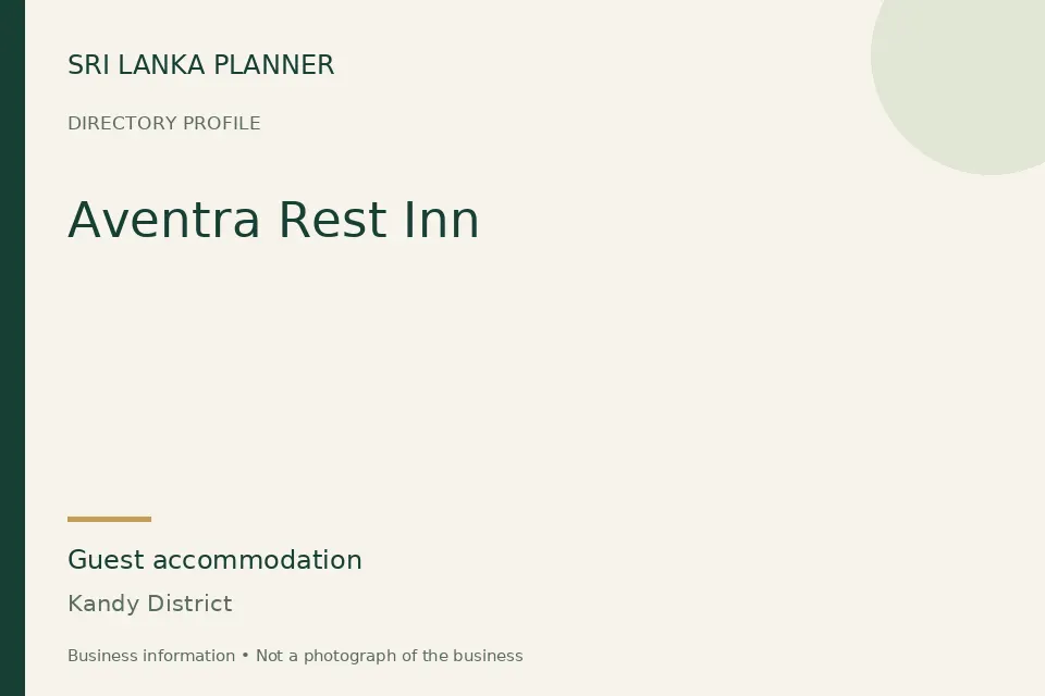 Directory cover for Aventra Rest Inn in Kandy District, Sri Lanka