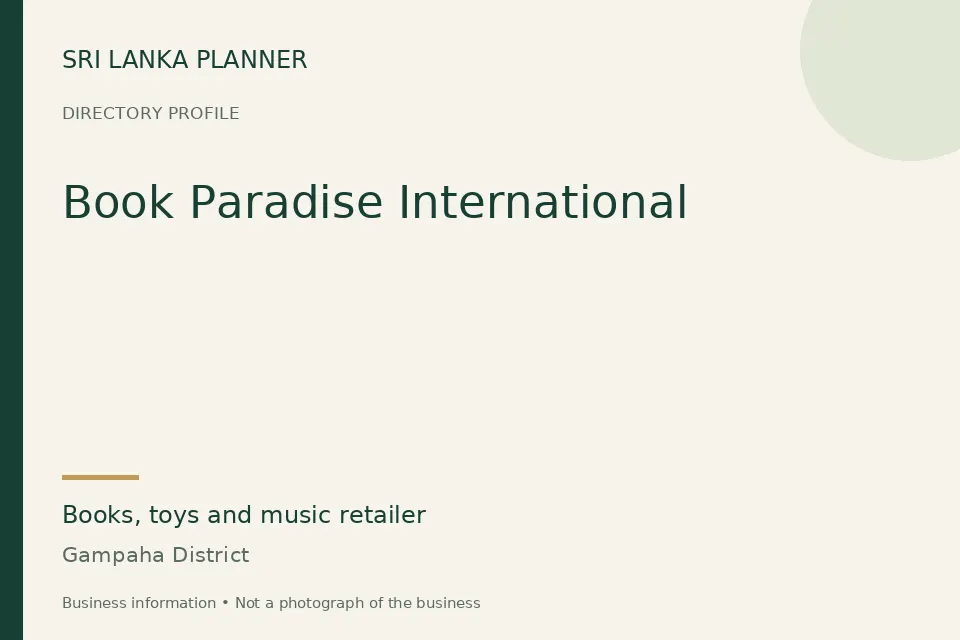 Directory cover for Book Paradise International in Gampaha District, Sri Lanka