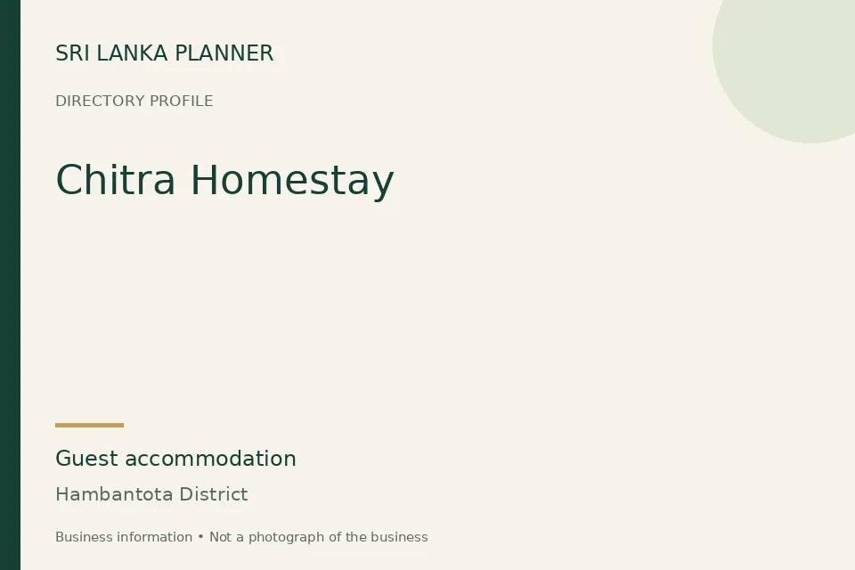 Directory cover for Chitra Homestay in Hambantota District, Sri Lanka