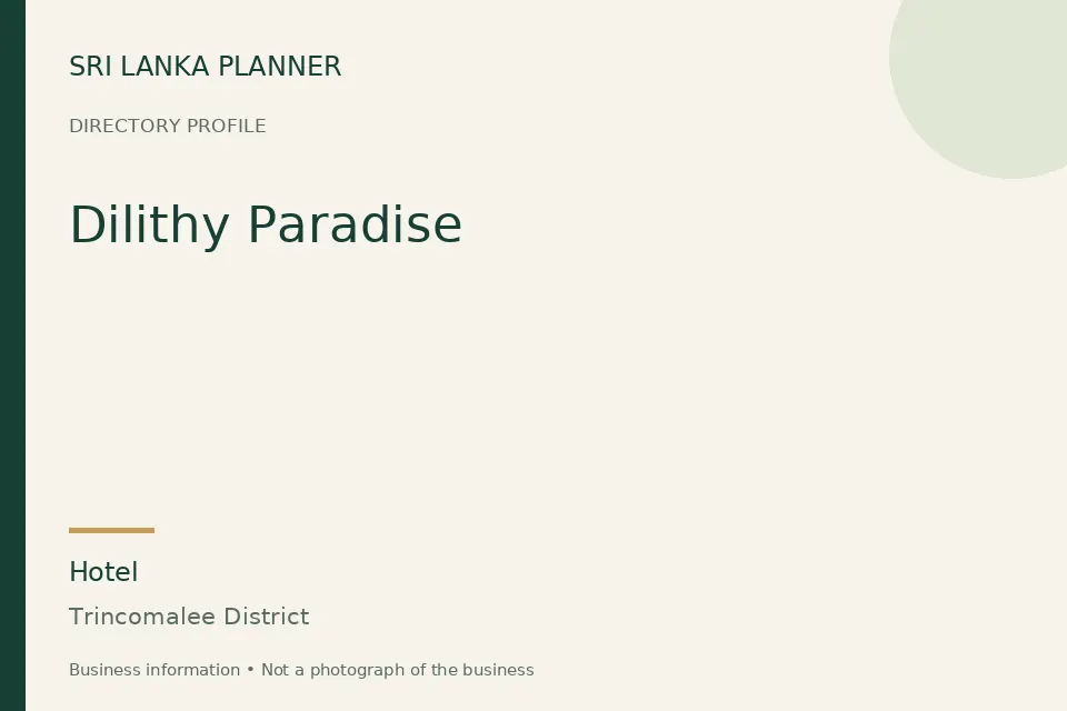 Directory cover for Dilithy Paradise in Trincomalee District, Sri Lanka
