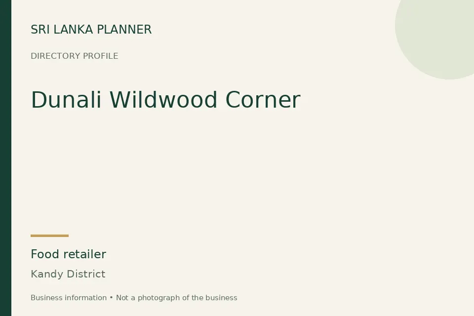 Directory cover for Dunali Wildwood Corner in Kandy District, Sri Lanka
