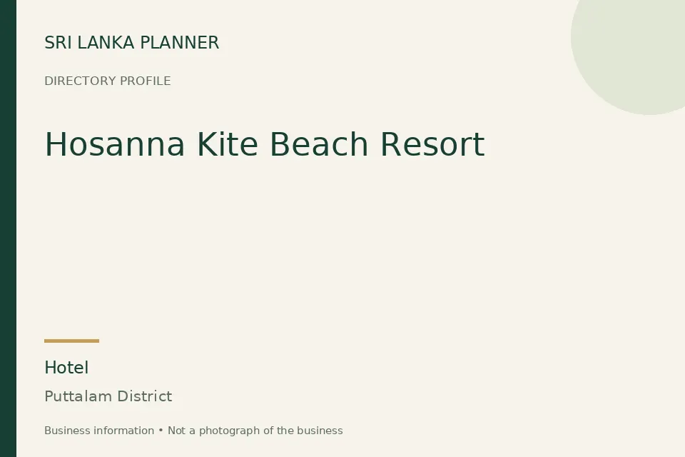 Directory cover for Hosanna Kite Beach Resort in Puttalam District, Sri Lanka