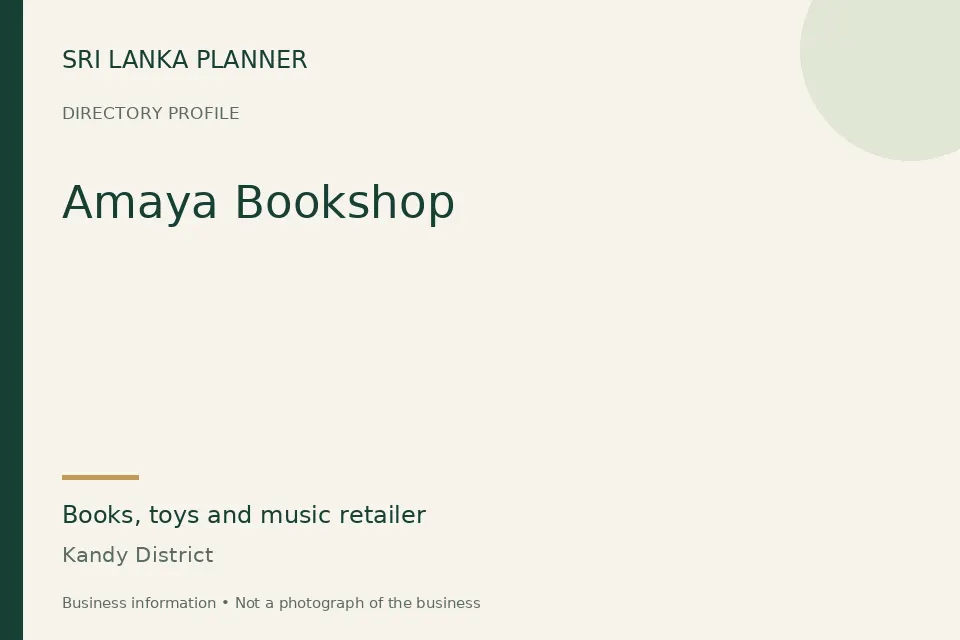 Directory cover for Amaya Bookshop in Kandy District, Sri Lanka