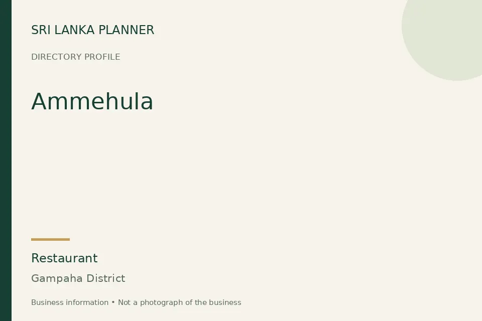 Directory cover for Ammehula in Gampaha District, Sri Lanka