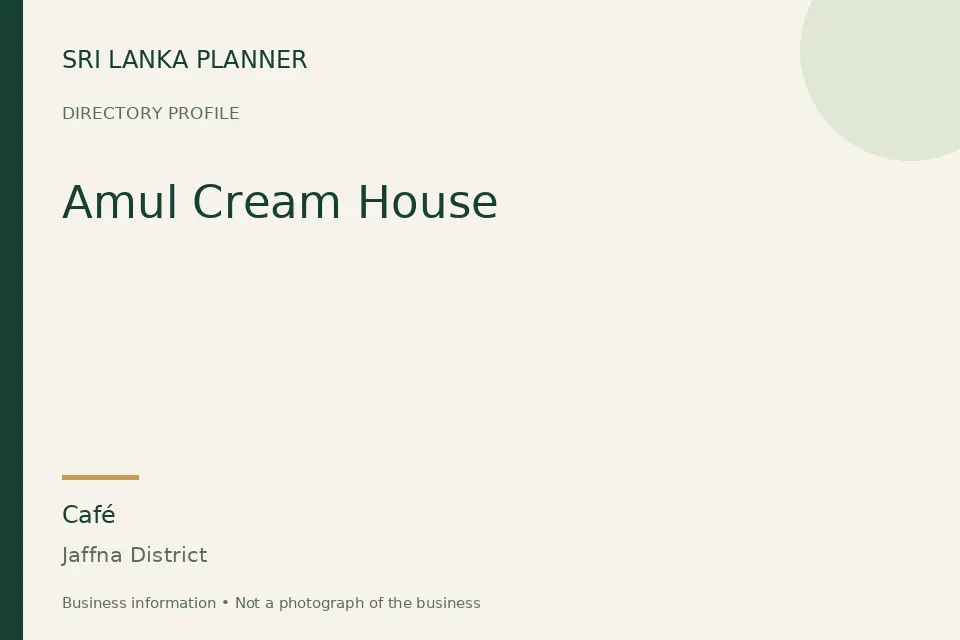 Directory cover for Amul Cream House in Jaffna District, Sri Lanka