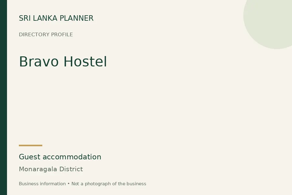 Directory cover for Bravo Hostel in Monaragala District, Sri Lanka