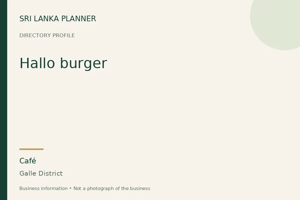 Directory cover for Hallo burger in Galle District, Sri Lanka