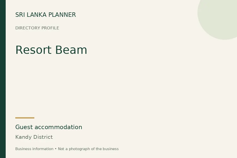 Directory cover for Resort Beam in Kandy District, Sri Lanka
