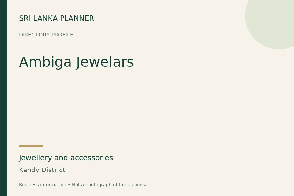 Directory cover for Ambiga Jewelars in Kandy District, Sri Lanka