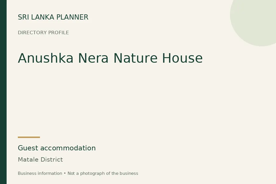 Directory cover for Anushka Nera Nature House in Matale District, Sri Lanka