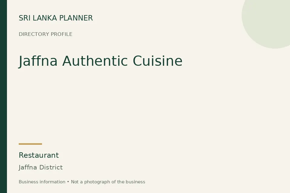 Directory cover for Jaffna Authentic Cuisine in Jaffna District, Sri Lanka
