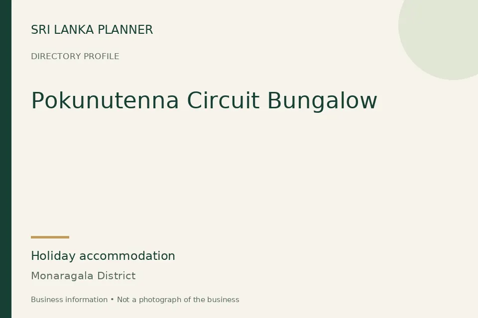 Directory cover for Pokunutenna Circuit Bungalow in Monaragala District, Sri Lanka
