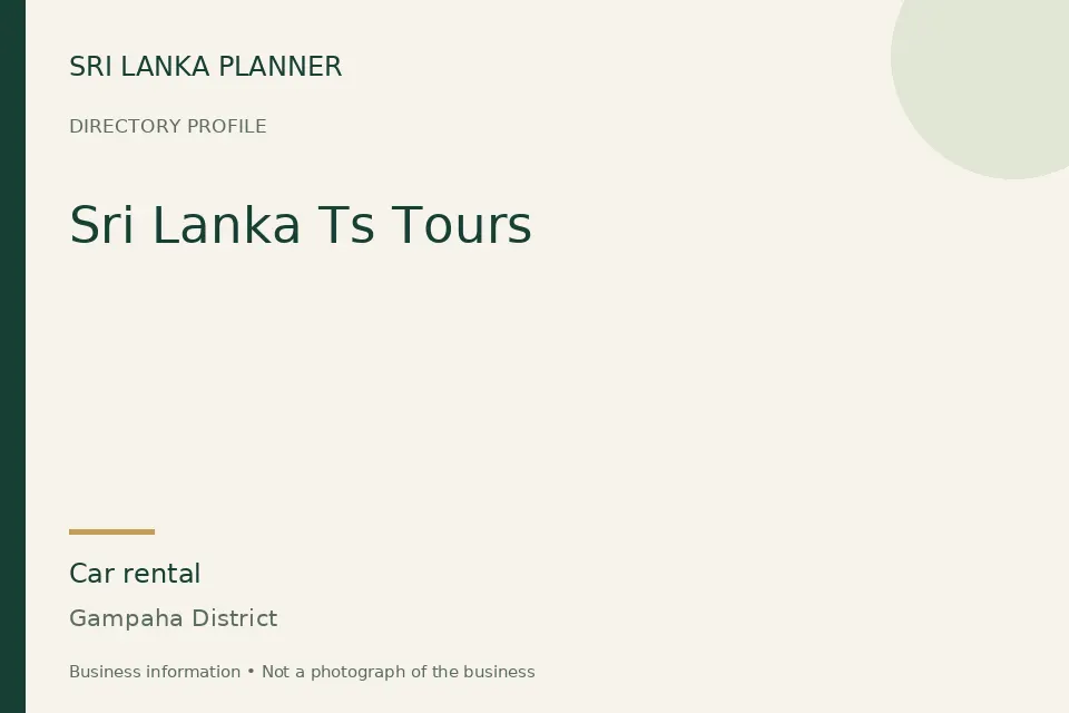Directory cover for Sri Lanka Ts Tours in Gampaha District, Sri Lanka