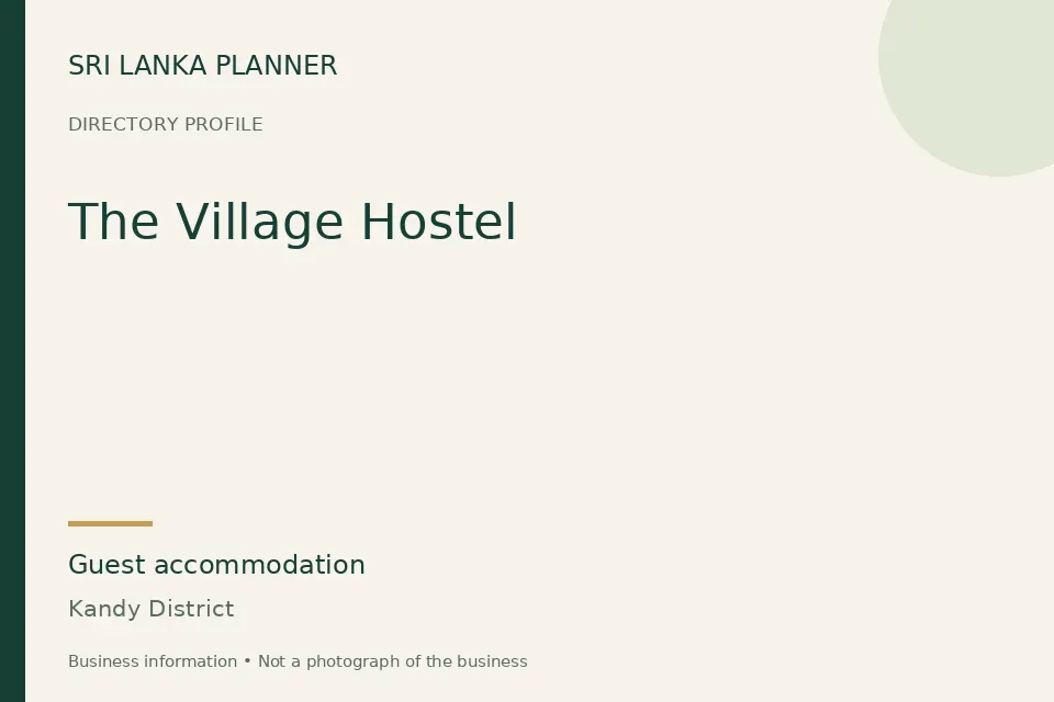 Directory cover for The Village Hostel in Kandy District, Sri Lanka