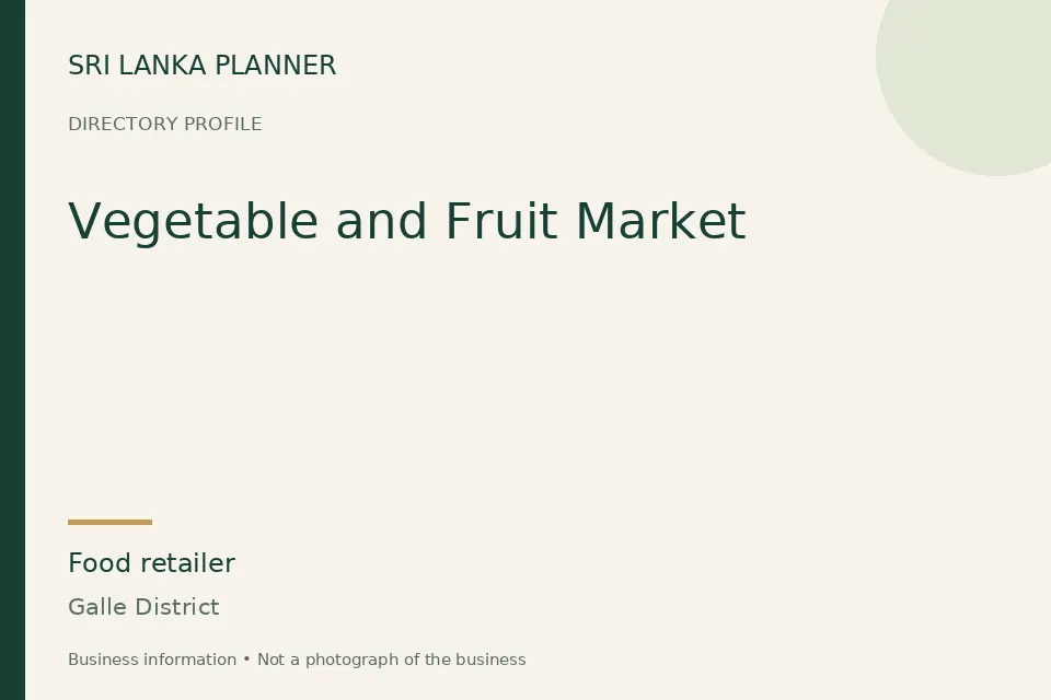 Directory cover for Vegetable and Fruit Market in Galle District, Sri Lanka