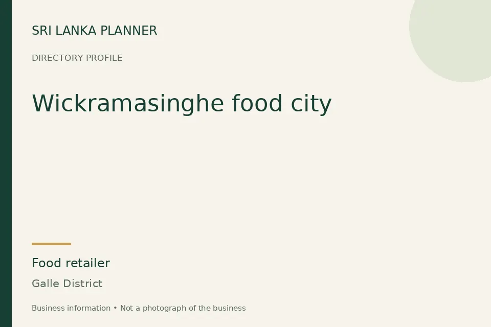 Directory cover for Wickramasinghe food city in Galle District, Sri Lanka