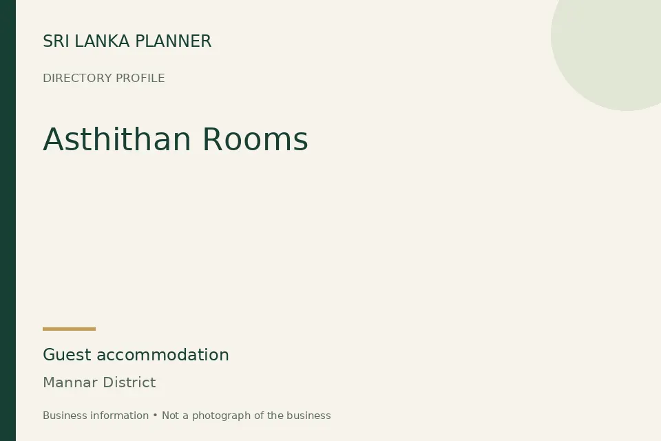 Directory cover for Asthithan Rooms in Mannar District, Sri Lanka