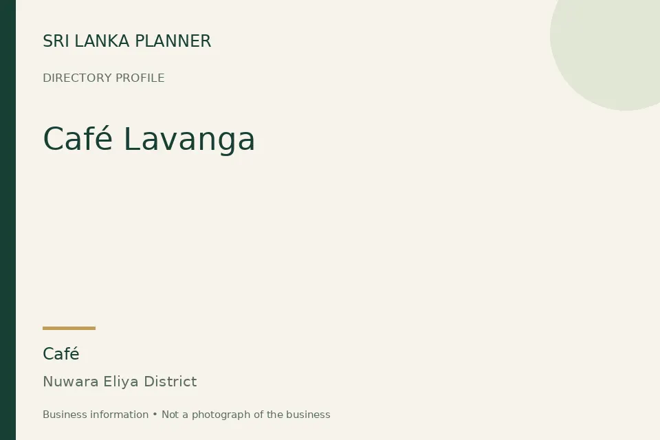 Directory cover for Café Lavanga in Nuwara Eliya District, Sri Lanka