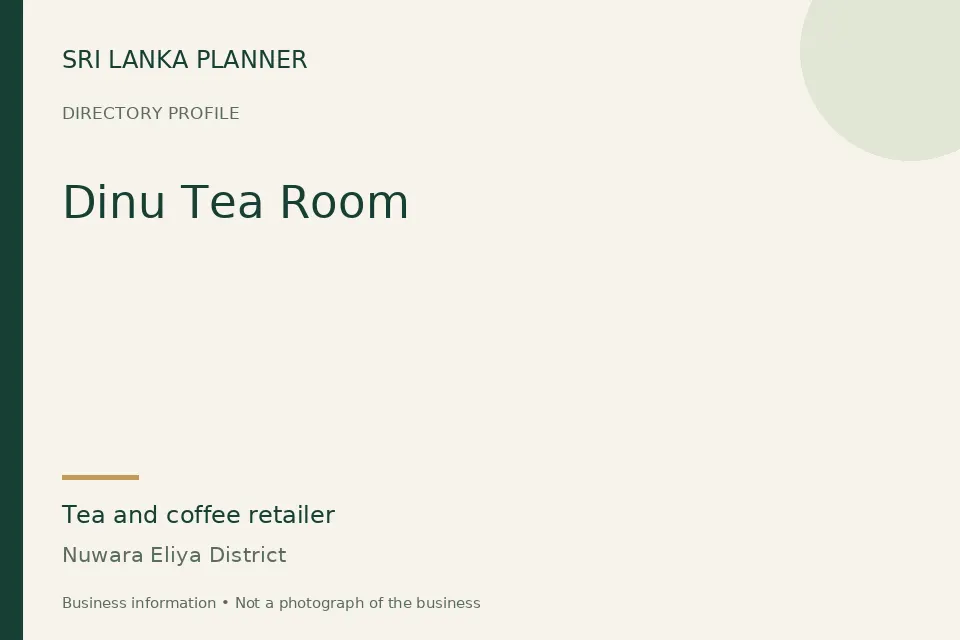 Directory cover for Dinu Tea Room in Nuwara Eliya District, Sri Lanka
