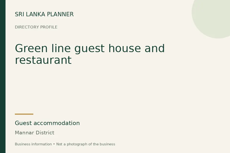 Directory cover for Green line guest house and restaurant in Mannar District, Sri Lanka