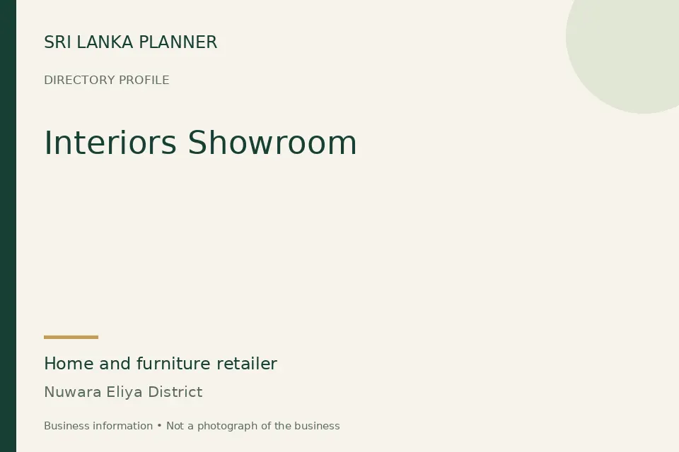 Directory cover for Interiors Showroom in Nuwara Eliya District, Sri Lanka