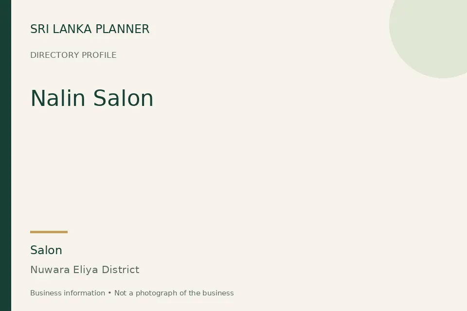 Directory cover for Nalin Salon in Nuwara Eliya District, Sri Lanka