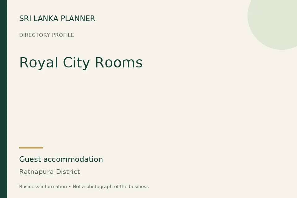 Directory cover for Royal City Rooms in Ratnapura District, Sri Lanka