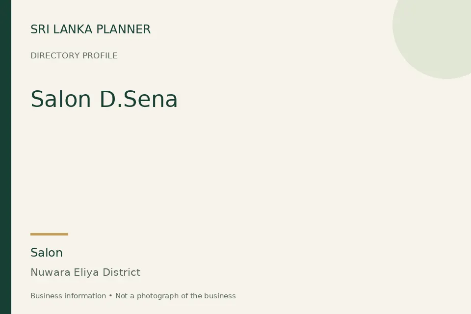 Directory cover for Salon D.Sena in Nuwara Eliya District, Sri Lanka