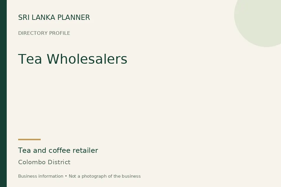 Directory cover for Tea Wholesalers in Colombo District, Sri Lanka