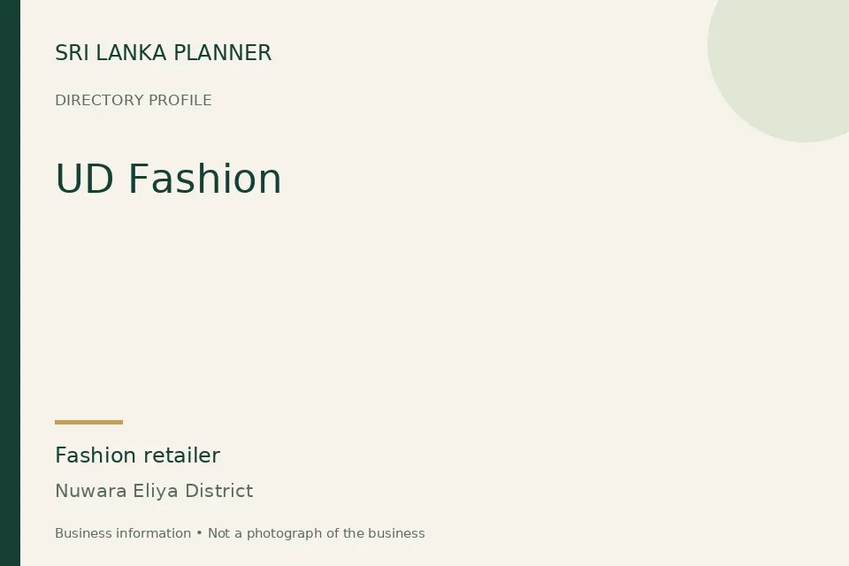 Directory cover for UD Fashion in Nuwara Eliya District, Sri Lanka