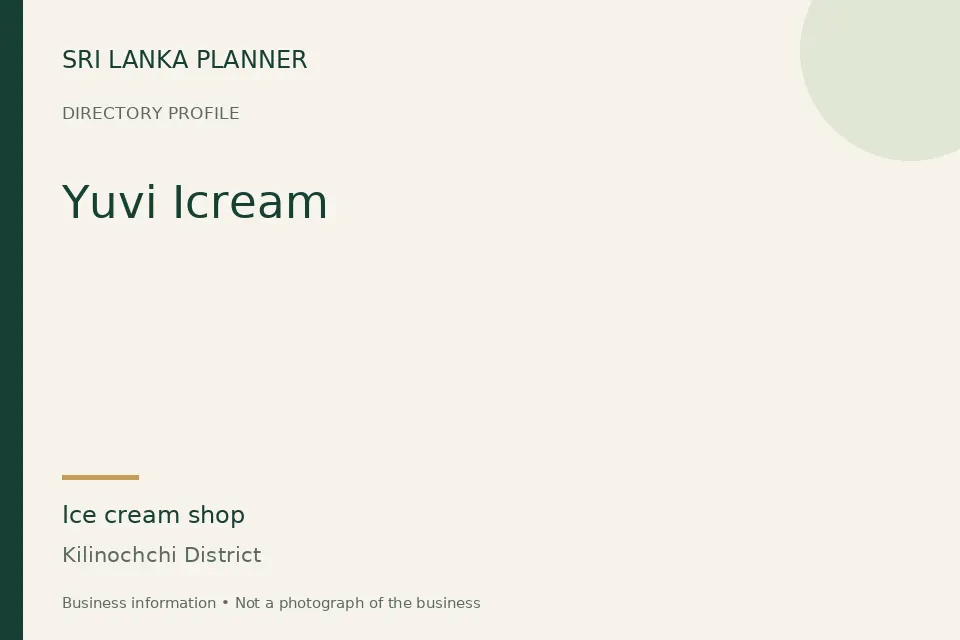 Directory cover for Yuvi Icream in Kilinochchi District, Sri Lanka