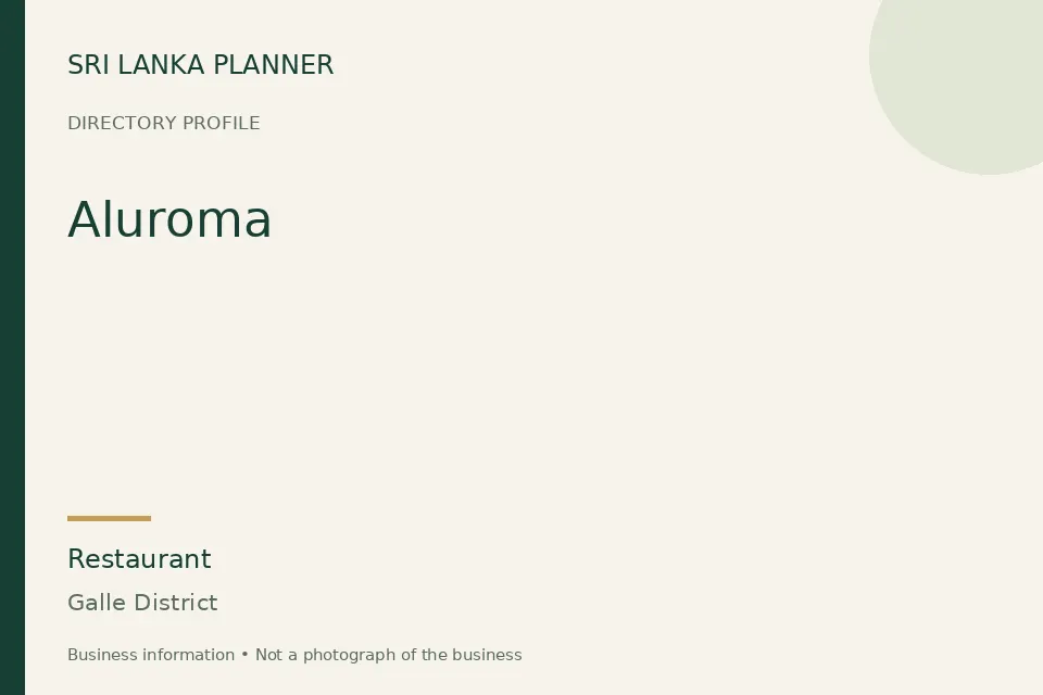 Directory cover for Aluroma in Galle District, Sri Lanka