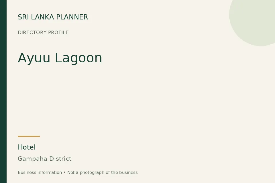 Directory cover for Ayuu Lagoon in Gampaha District, Sri Lanka