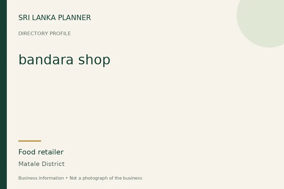 Directory cover for bandara shop in Matale District, Sri Lanka