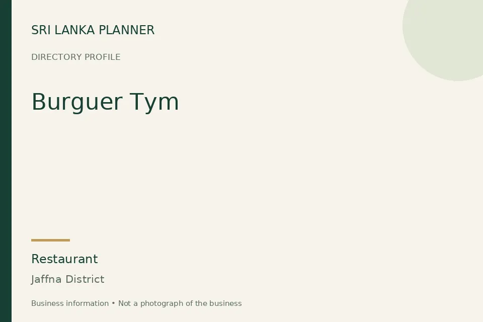 Directory cover for Burguer Tym in Jaffna District, Sri Lanka