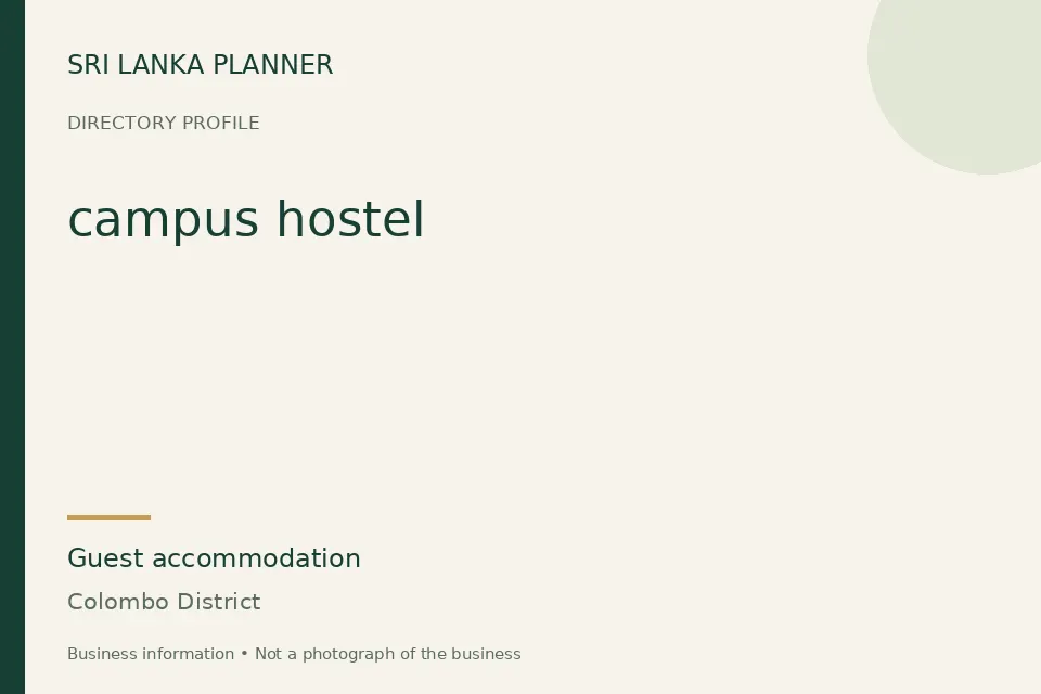 Directory cover for campus hostel in Colombo District, Sri Lanka