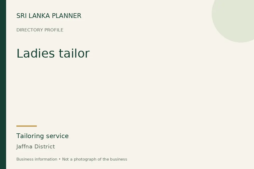 Directory cover for Ladies tailor in Jaffna District, Sri Lanka