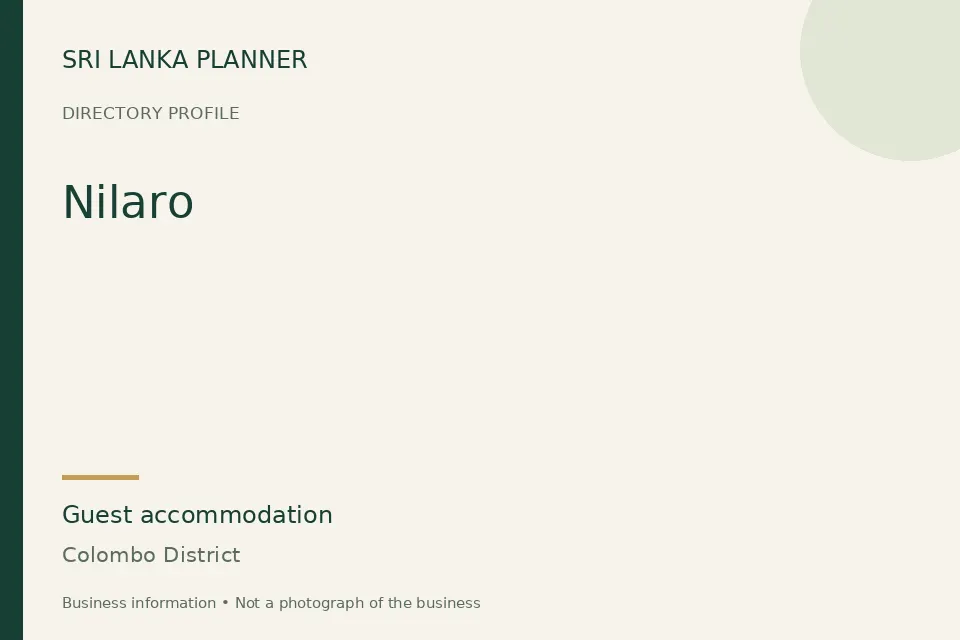 Directory cover for Nilaro in Colombo District, Sri Lanka