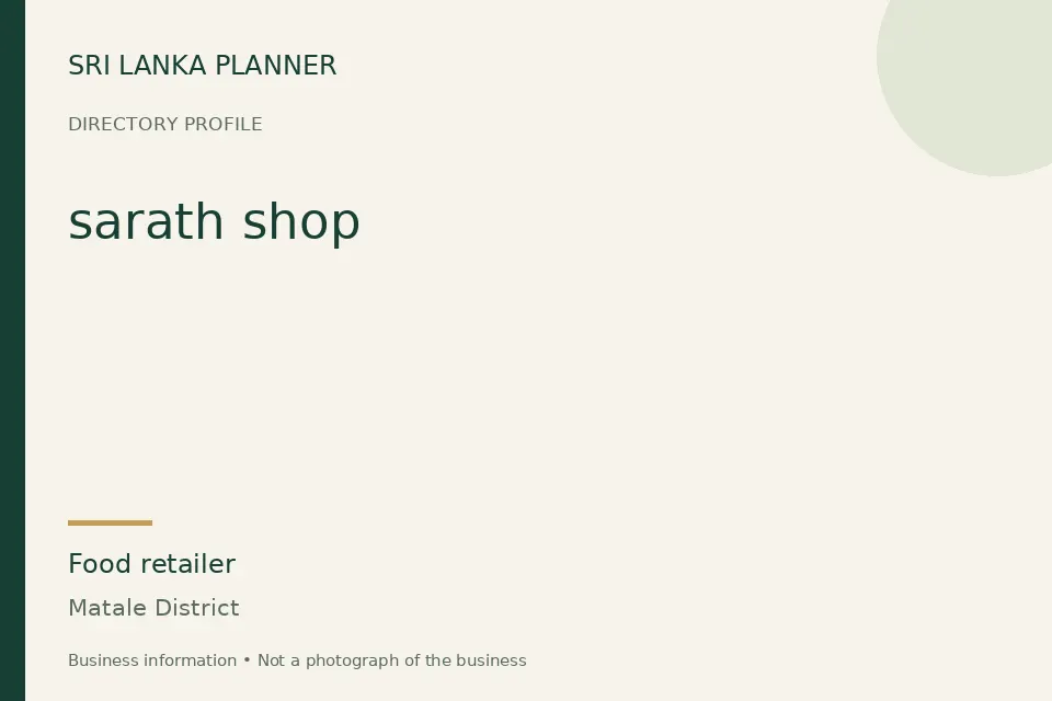 Directory cover for sarath shop in Matale District, Sri Lanka