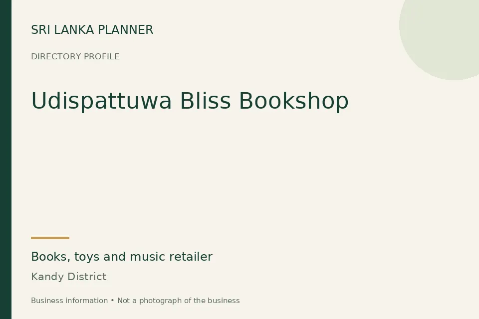 Directory cover for Udispattuwa Bliss Bookshop in Kandy District, Sri Lanka