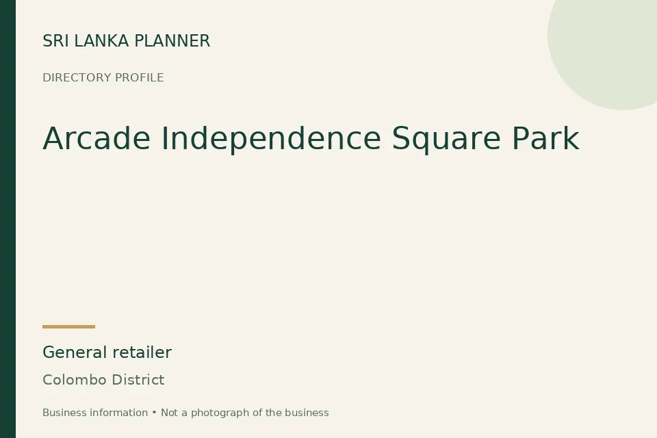 Directory cover for Arcade Independence Square Park in Colombo District, Sri Lanka