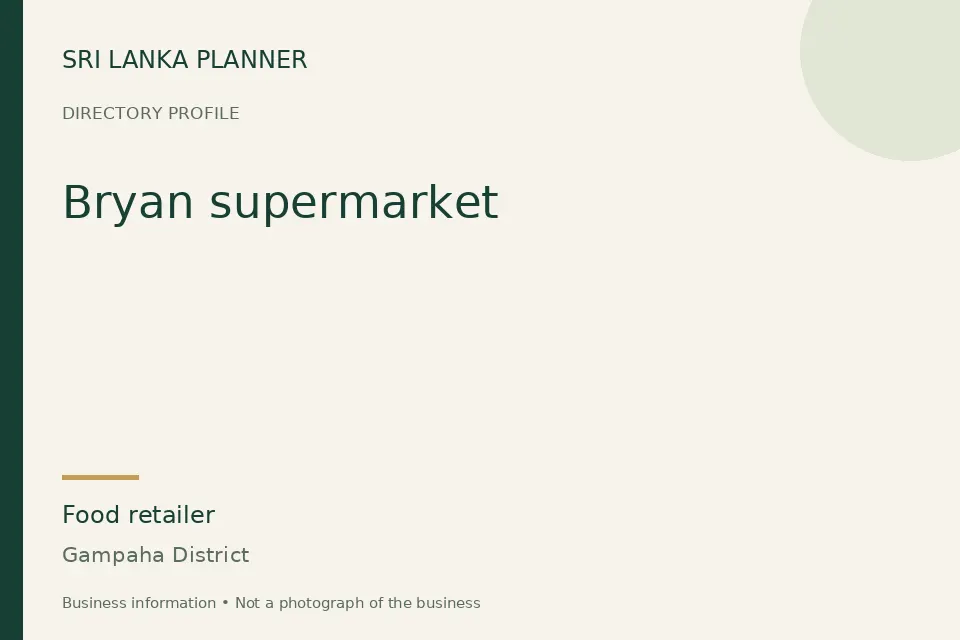 Directory cover for Bryan supermarket in Gampaha District, Sri Lanka