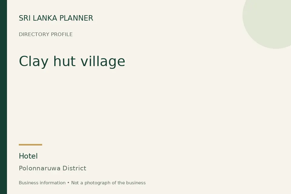 Directory cover for Clay hut village in Polonnaruwa District, Sri Lanka