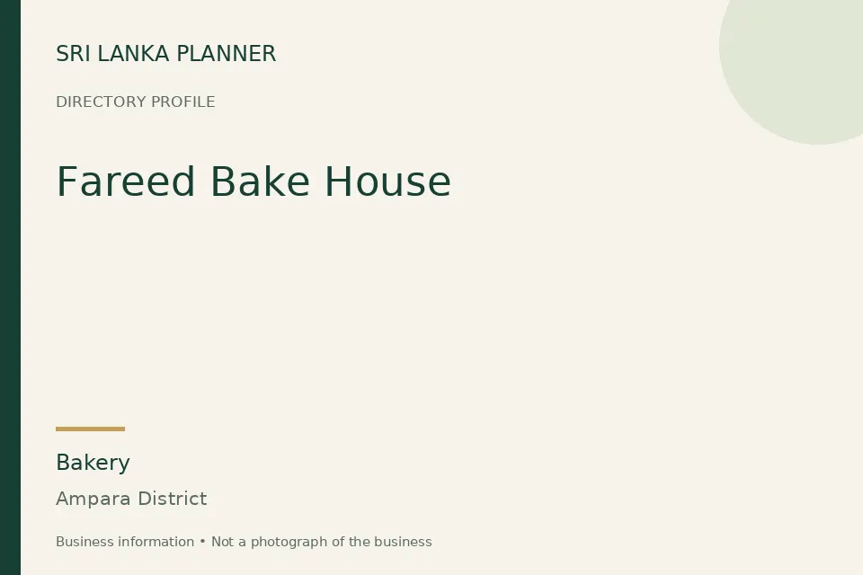 Directory cover for Fareed Bake House in Ampara District, Sri Lanka