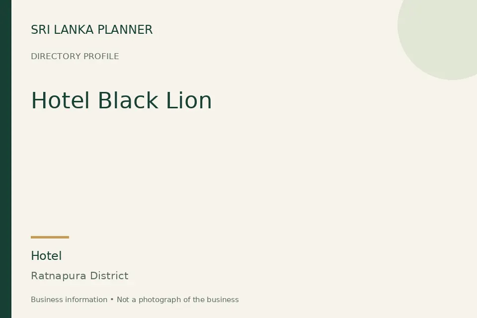 Directory cover for Hotel Black Lion in Ratnapura District, Sri Lanka